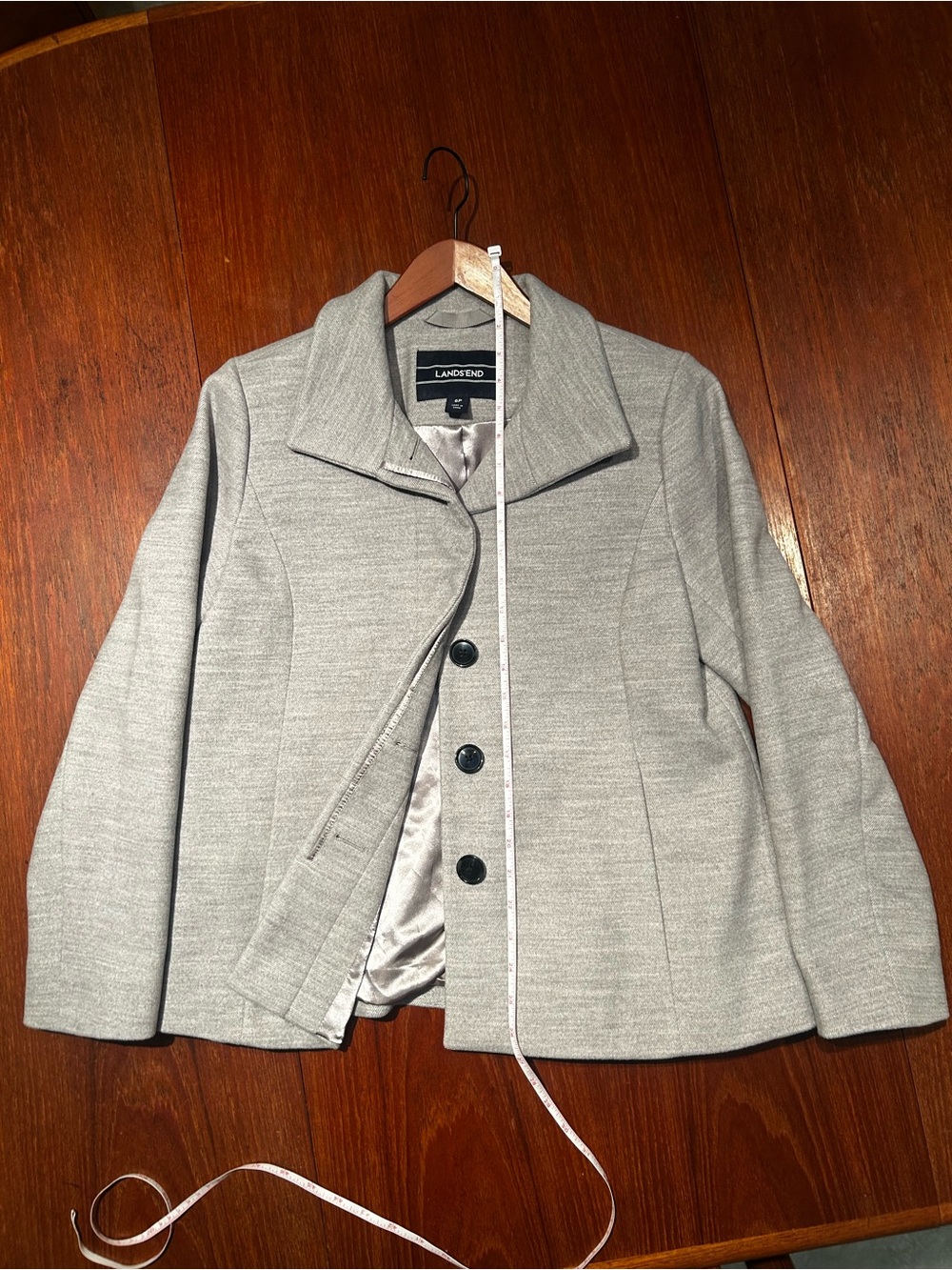 Lands' End Women's Light Gray Button-Front Blazer